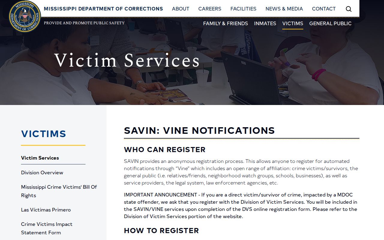 Mississippi SAVIN events for Tippah County VINE release notifications