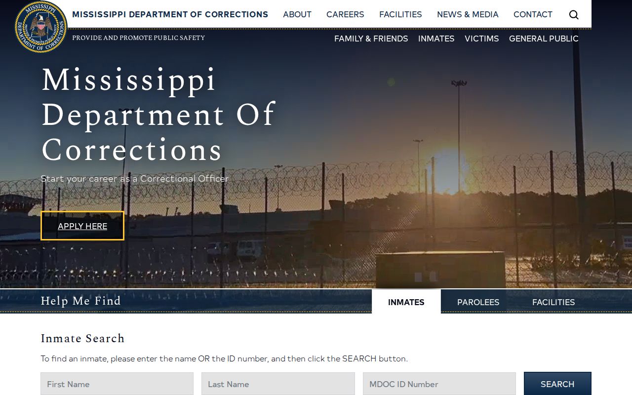 MDOC search entry points for Tippah County released inmates